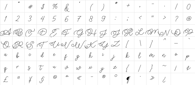 Feels so Good Regular  glyph index