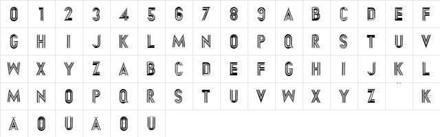 DirtyHatchCaps Regular  glyph index