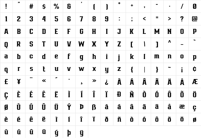 Bronzier Medium  glyph index