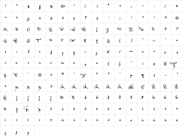 Feltrinelli Regular  glyph index