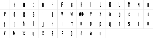 XFiles Regular  glyph index