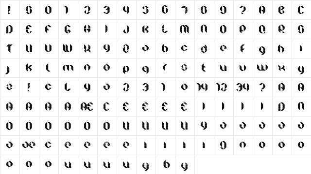 Facet Ultra Regular  glyph index