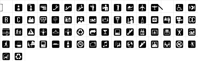 PIXymbolsHotelBlack-Roman Medium  glyph index