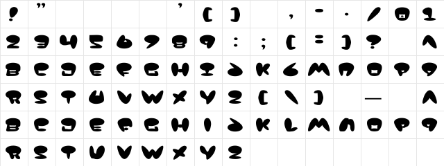 Jackson Regular  glyph index
