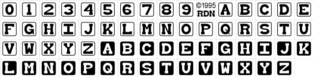 Baby Blocks regular  glyph index