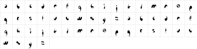 bangyang Regular  glyph index