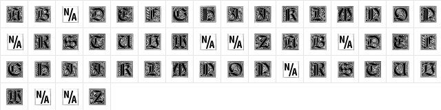 Gebetsbuch Initialen Regular  glyph index