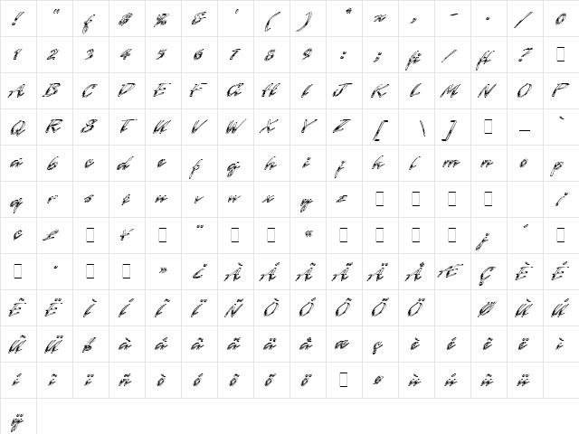 Laser Chrome LET Plain  glyph index