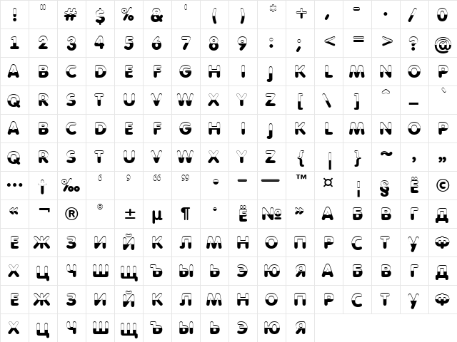 a_FuturaRoundTitulB&W Bold  glyph index