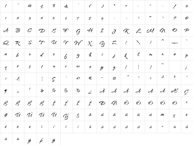 QwitcherBychen Bold  glyph index