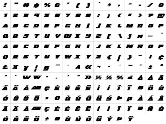 Guardian Academy Italic Italic  glyph index