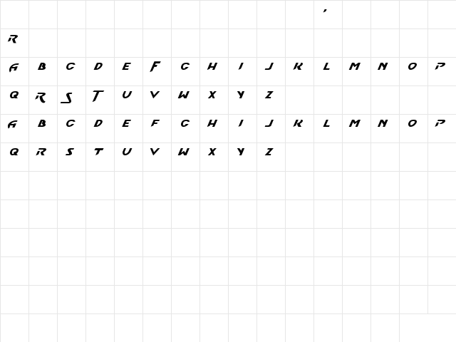 Transformers AEC Regular  glyph index
