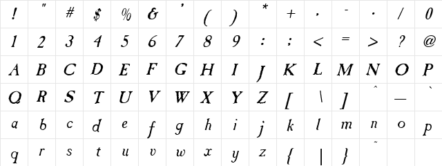 Purple 2 Regular  glyph index