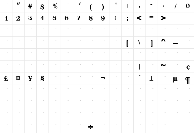 AppleyardMediumTab Medium  glyph index