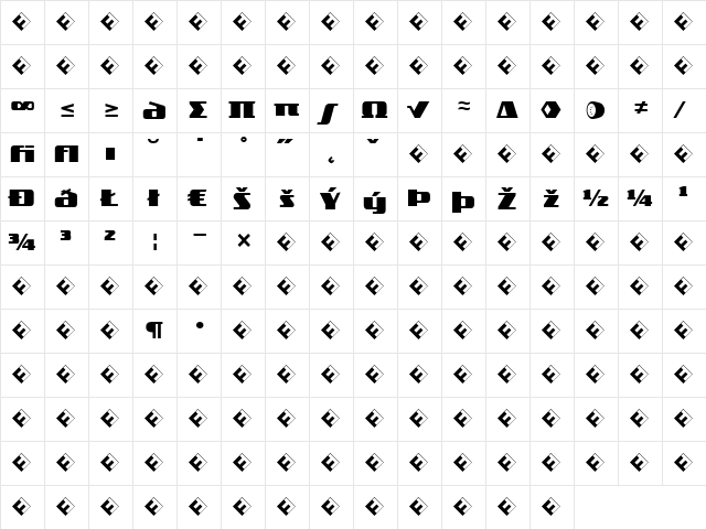 TradeMarker Fat  glyph index