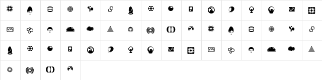 Eeronauts BV Regular  glyph index