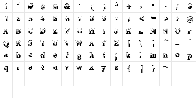 Chromalloy Bold  glyph index