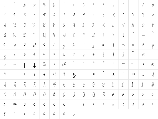 Liliput Regular  glyph index