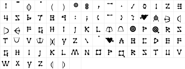 CupidSSK Bold  glyph index
