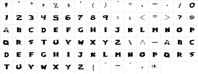 SpawnFont-Beta2 Regular  glyph index