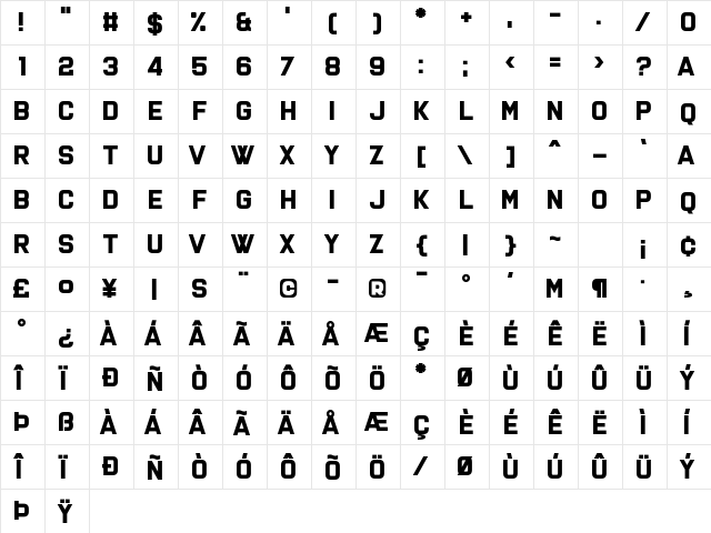 X-Heighting Regular  glyph index