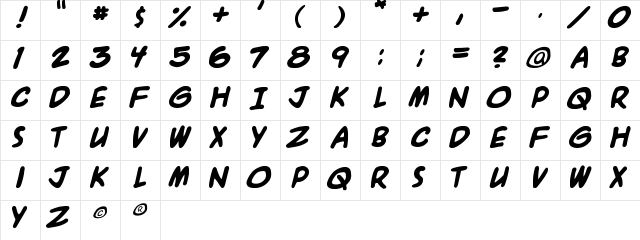 A.C.M.E. Explosive! Bold  glyph index