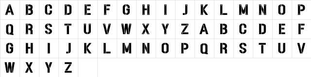 STENCILAND Regular  glyph index