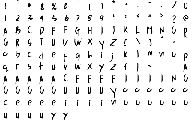 Ghost Hunter Regular  glyph index