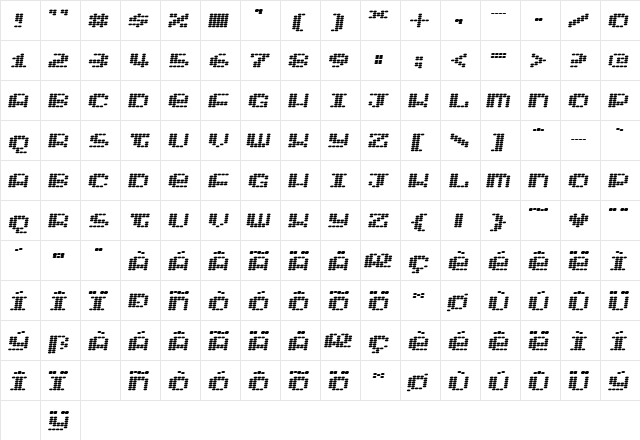 Intergalaktika 2 Regular  glyph index