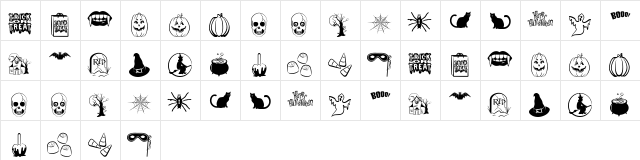 Trick or Treat BV Regular  glyph index