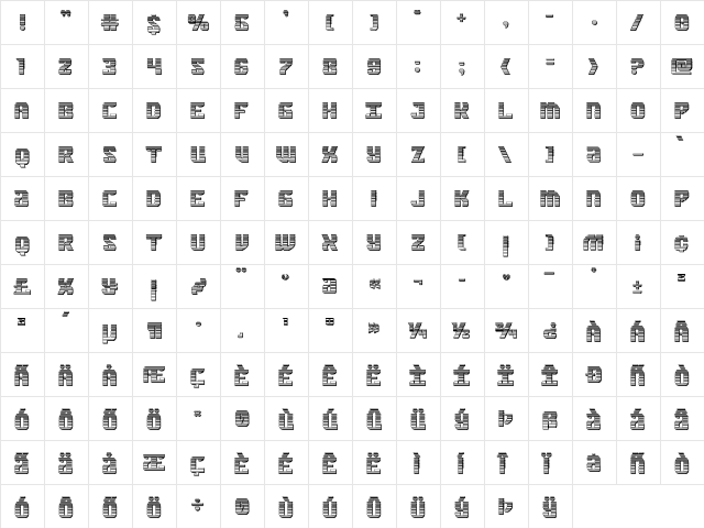 Federal Blue Chrome Regular  glyph index