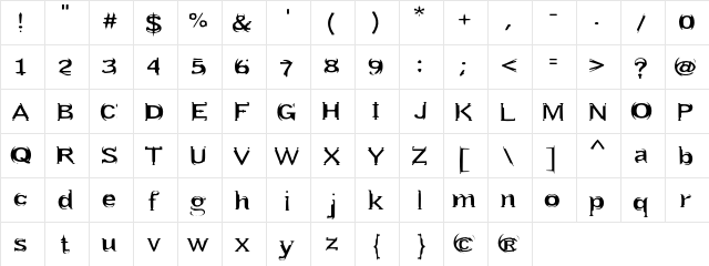 Bundy Regular  glyph index