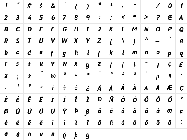 Folder Bold Italic  glyph index