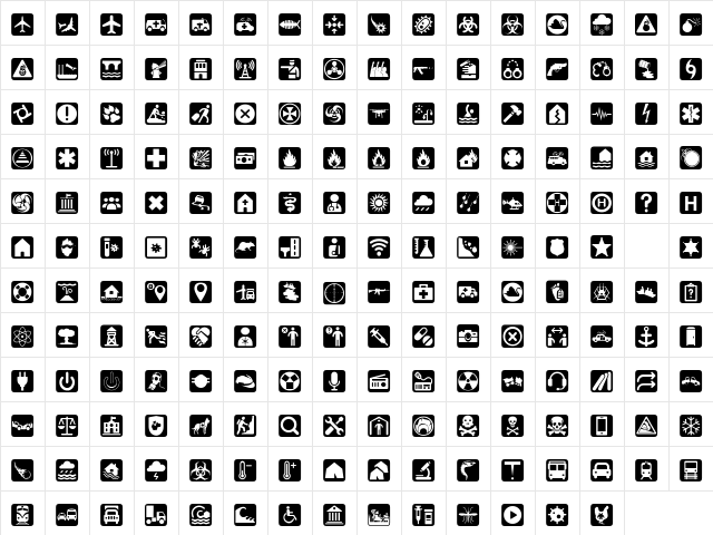 Disaster Regular  glyph index