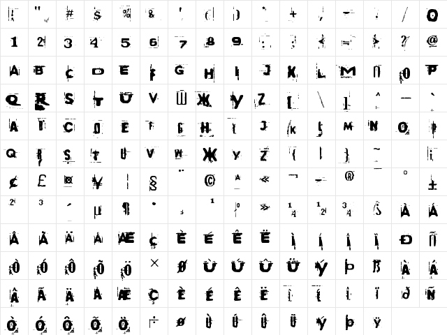 s'AWesome Regular  glyph index