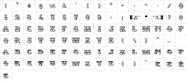 Fort Laramie Regular  glyph index
