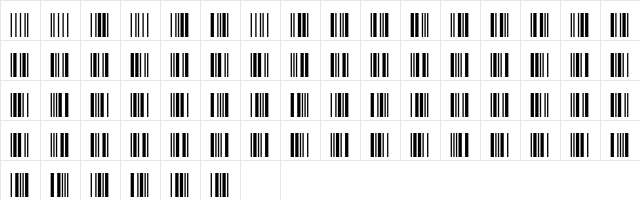 Z: 3of 9 BarCode Regular  glyph index