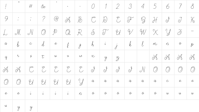 Marryland Regular  glyph index