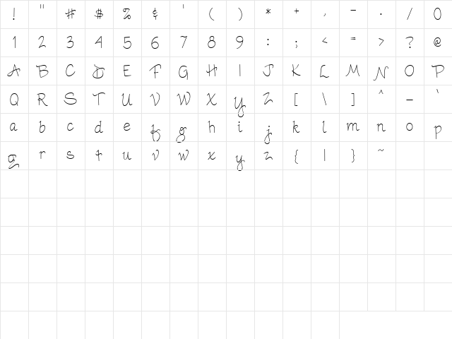 LD Fine Print 3 Regular  glyph index