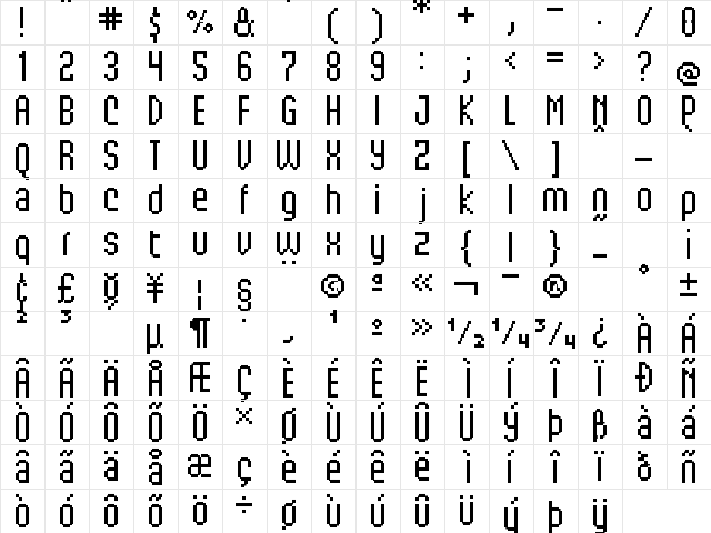 UF Android Regular Regular  glyph index