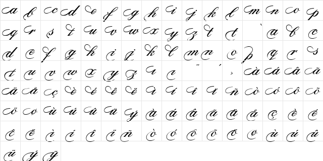 Sterling Script Beginnings Regular  glyph index