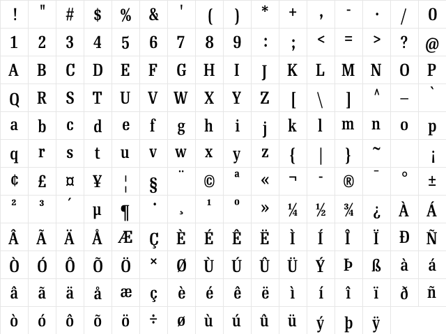 RePublic Text Regular Cond  glyph index