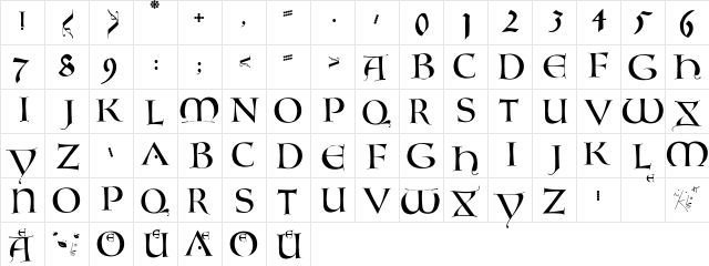 LambordicCaps Regular  glyph index