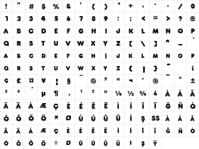 FrankfurterHlt Regular  glyph index