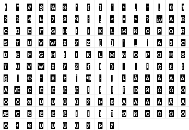 Take Cover Regular  glyph index