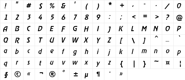 a_RewinderMedium Italic  glyph index