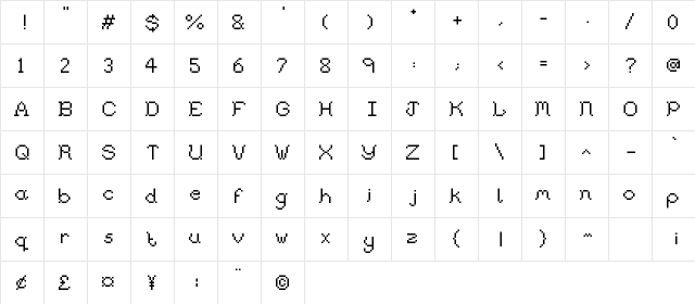 PixeledEveyLouv1 Medium  glyph index