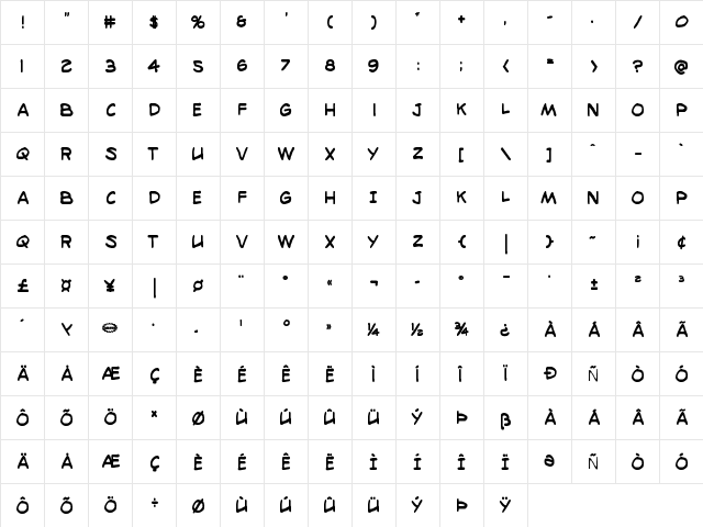 98 Bottles of Beer Bold Condensed Bold Condensed  glyph index