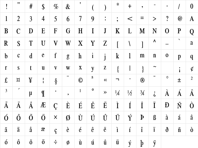 ft48 Regular  glyph index