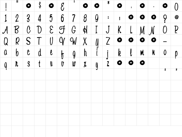 KingMe Regular  glyph index